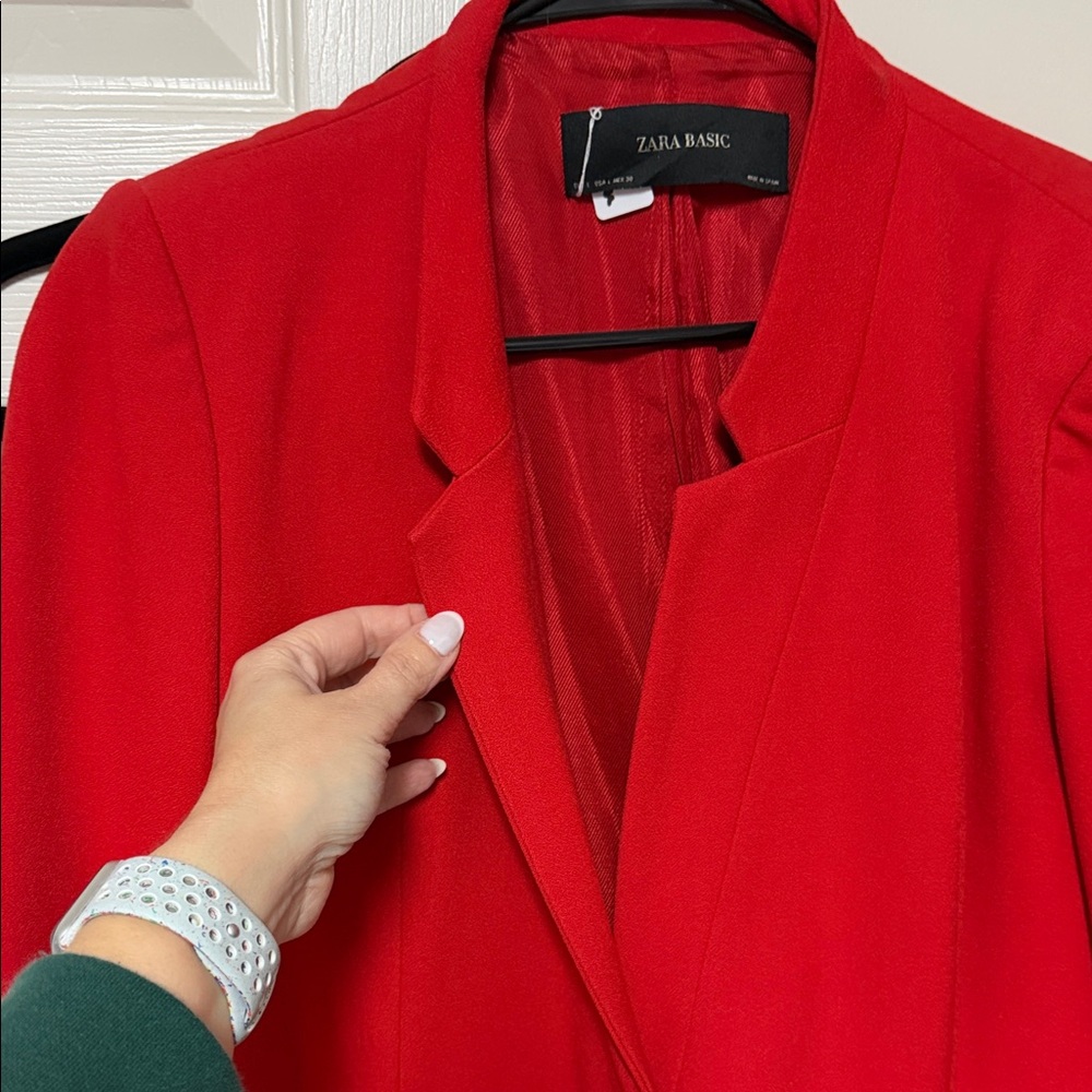 Zara Vibrant Red Longline Women's Blazer - Picture 4 of 5